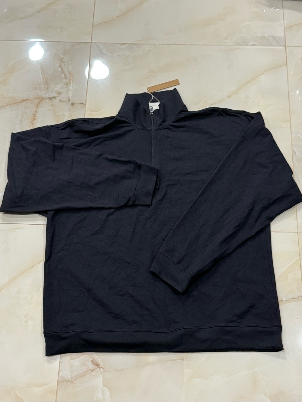 SKIMS Men's Black Half-Zip Sweater